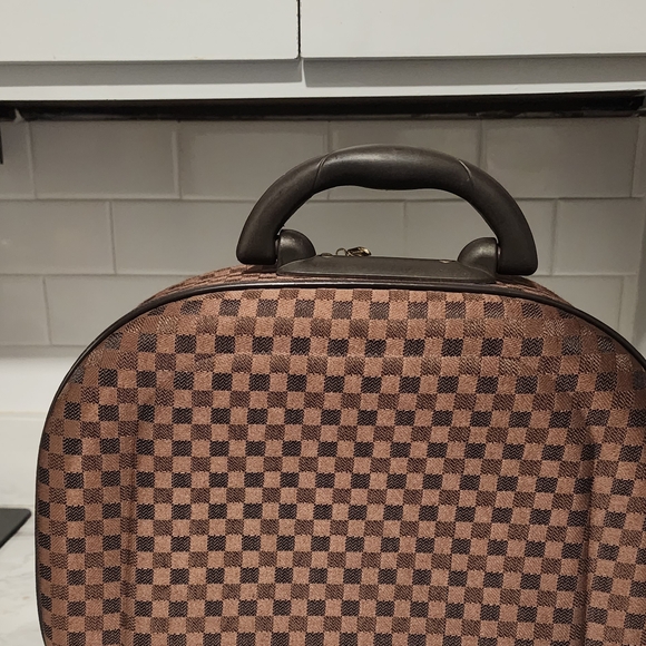 Brown Checkered Men's Travel Bag - Picture 2 of 6